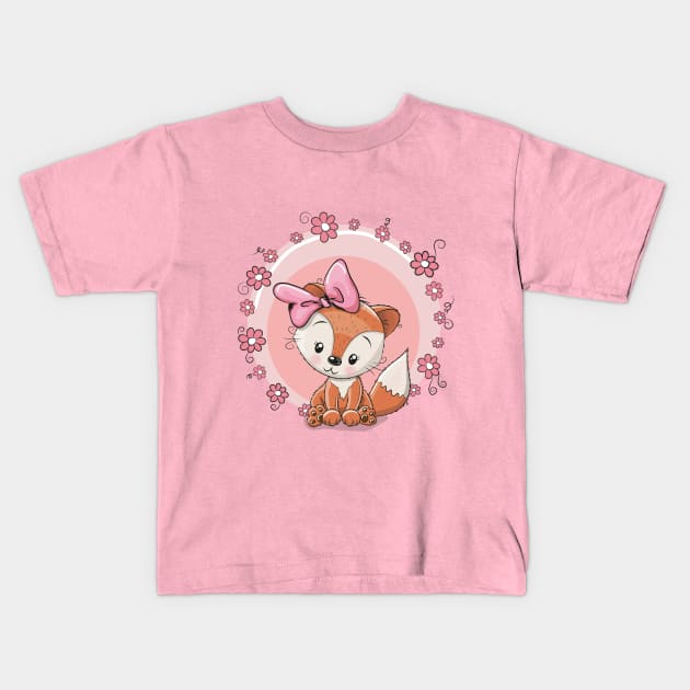 Cute Little Fox Kids T-Shirt by JB's Design Store